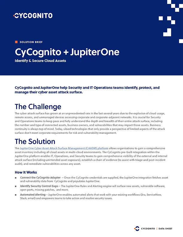 CyCognito + JupiterOne